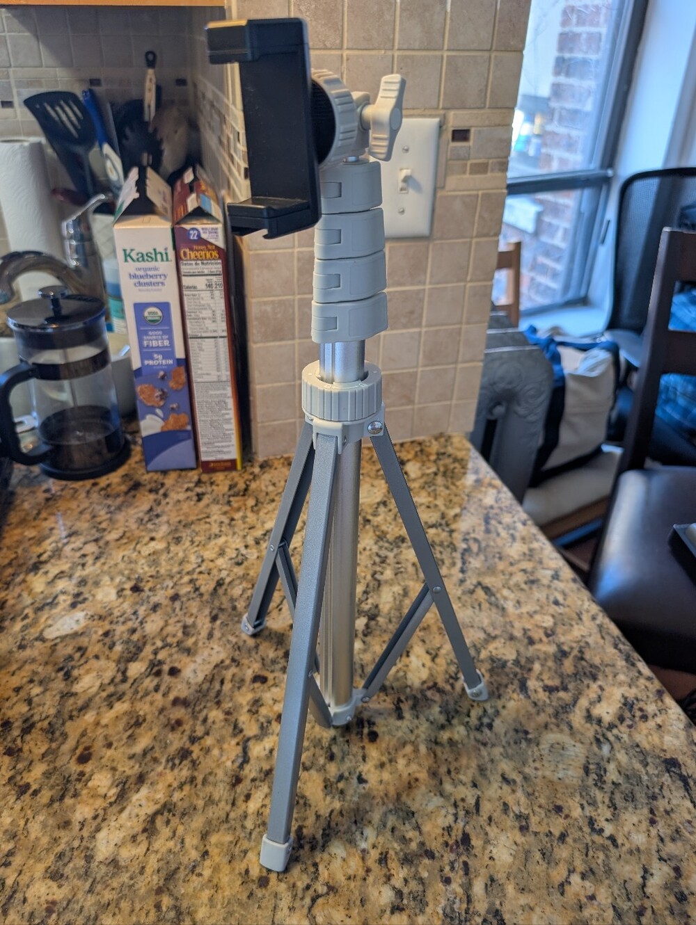 67" Adjustable Gray Phone Tripod - Compatible With Cell Phone And Camera